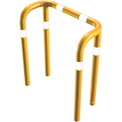 Anti-nudge hoop | double hoop | steel tube  76 mm | yellow / black | total width: 1000 mm | height above ground: 650 mm | for casting in concrete